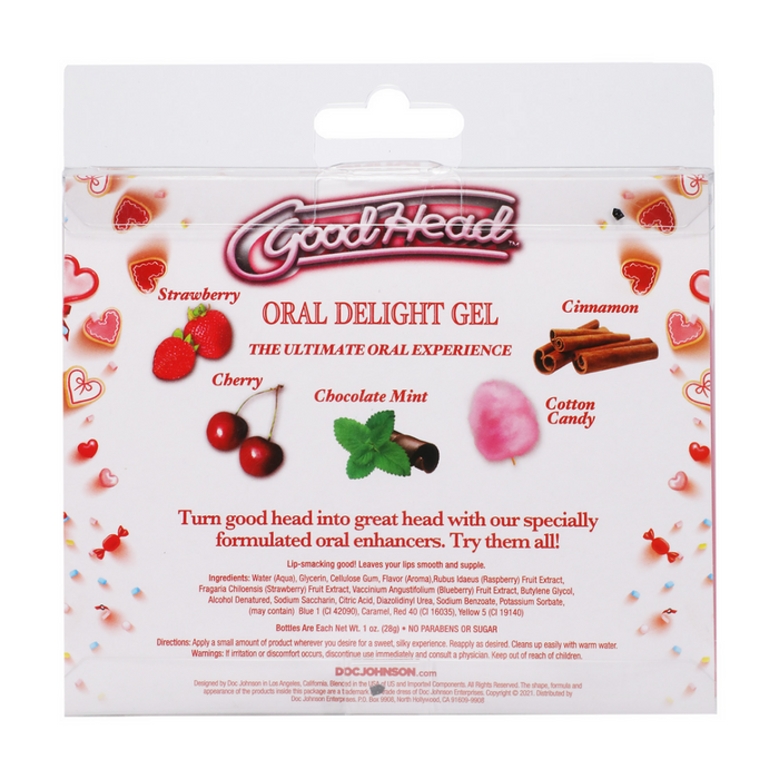 Oral Delight Gel - Strawberry - Cherry - Cotton Candy - Chocolate Mint - Cinnamon - 5 Pack - 1 fl oz / 29 ml