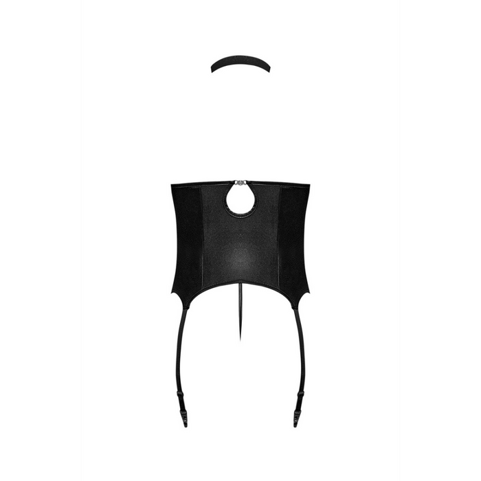 Mistress - Sexy Imitation Leather Corset and G-String with Studs - L/XL