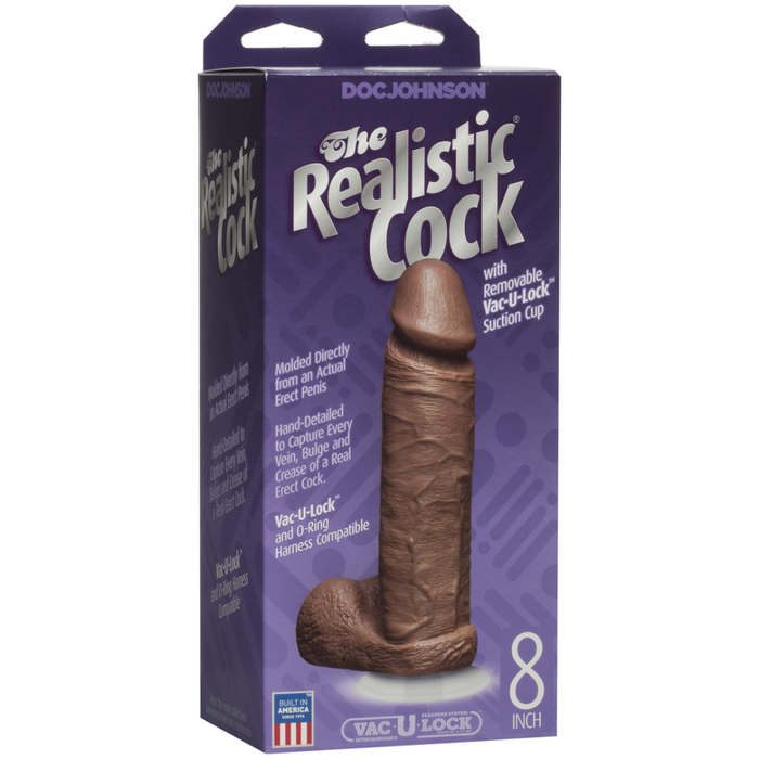 Realistic Cock with Balls - Removable Vac-U-Lock Suction Cup - 8 / 20 cm - Caramel