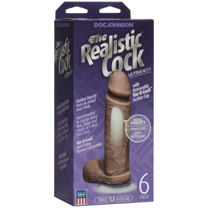 Realistische Cock met Ballen - Verwijderbare Vac-U-Lock Zuignap - ULTRASKYN - 6 / 16 cm - Karamel