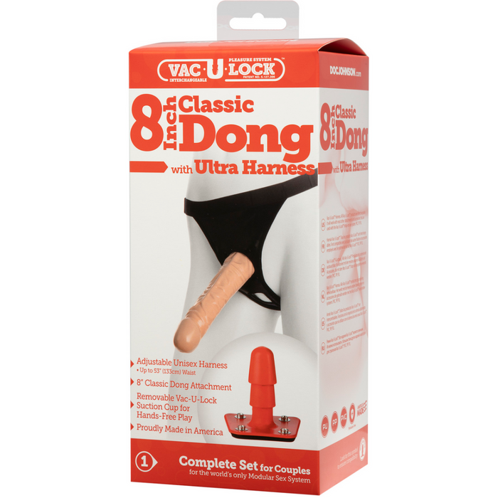 Klassieke dildo met Ultra harnas - 20 cm - Vanille