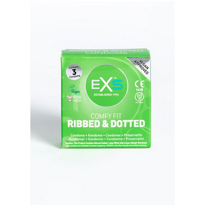 EXS Ribbed Dotted and Flared - Condoms - 3 Pieces