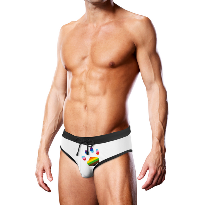 Swim Brief White Oversized Paw - M