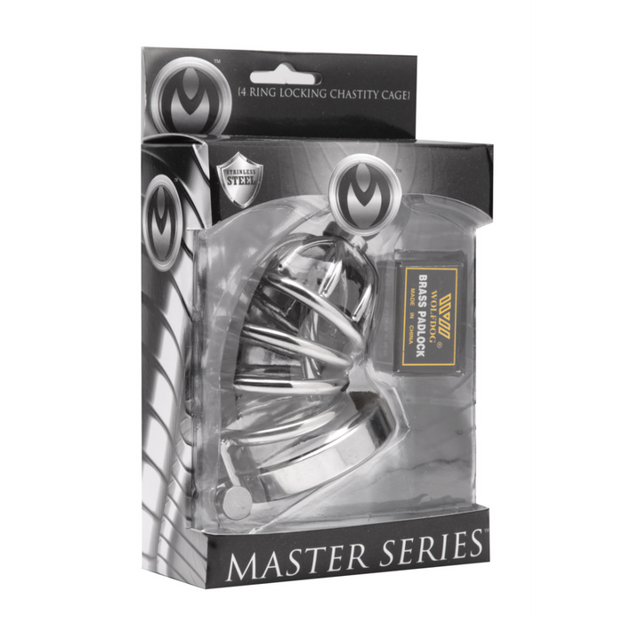 Asylum - Chastity Cage met 4 Ringen - S/M