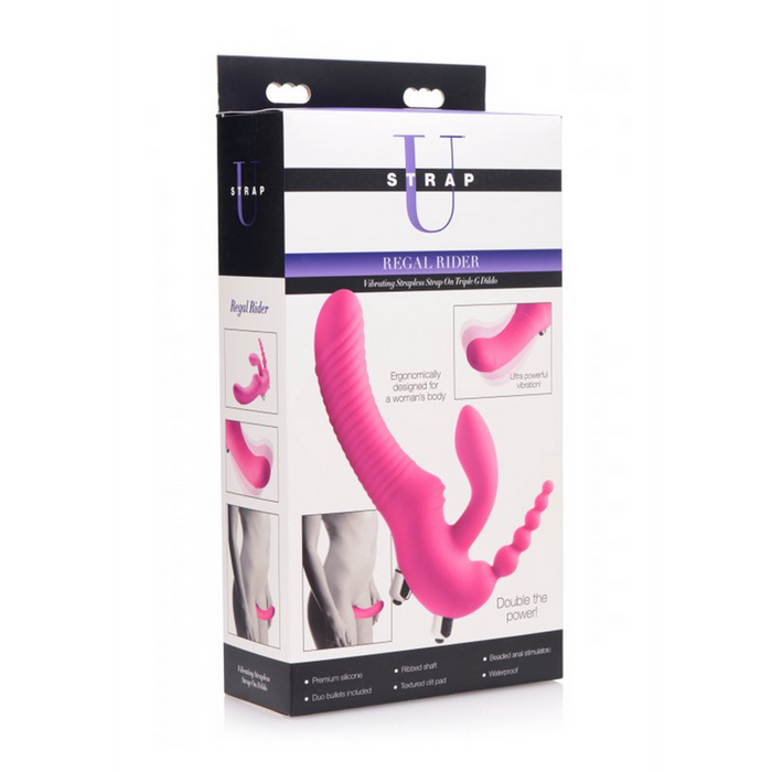 Regal Rider - Triple Vibrerende Silicone Strapless Strap-On