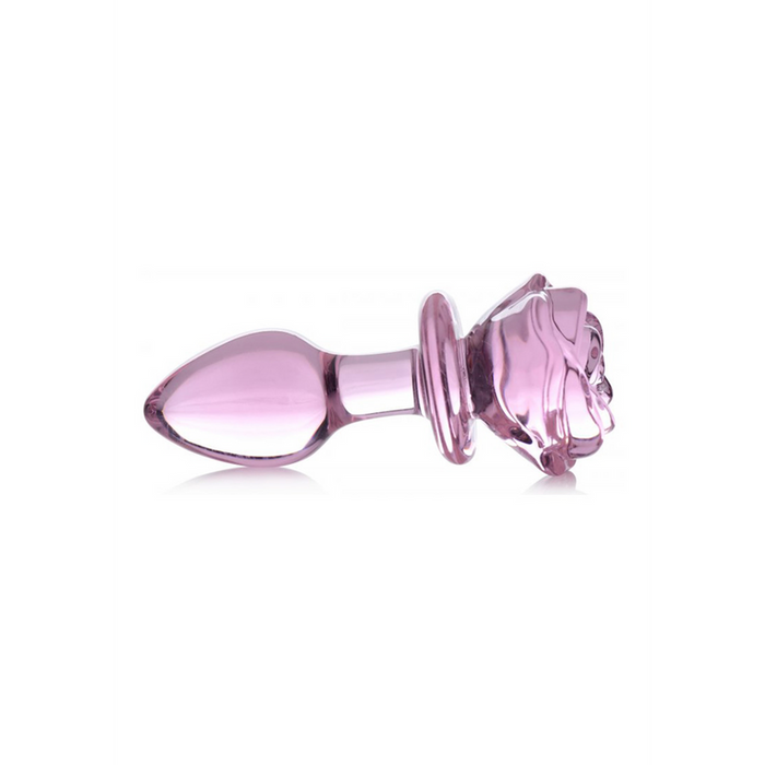 Pink Rose - Glass Butt Plug - Medium