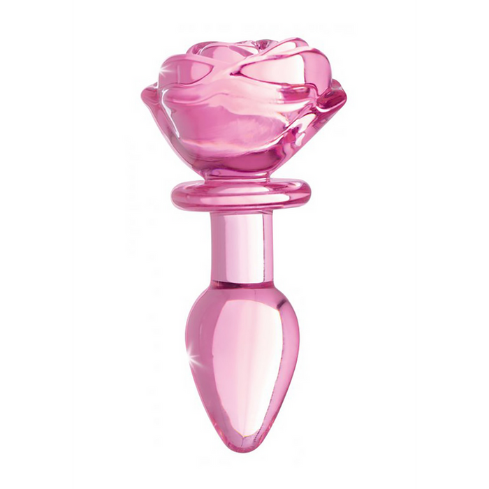 Pink Rose - Glass Butt Plug - Small