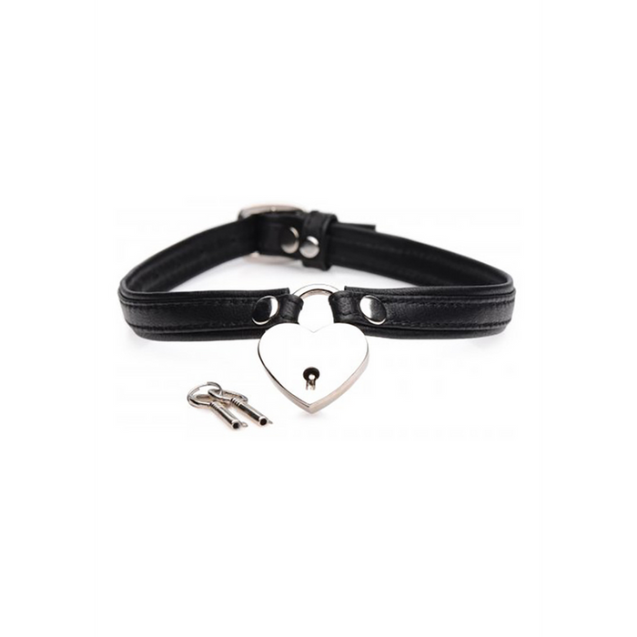 Leather Heart Lock Choker with Keys