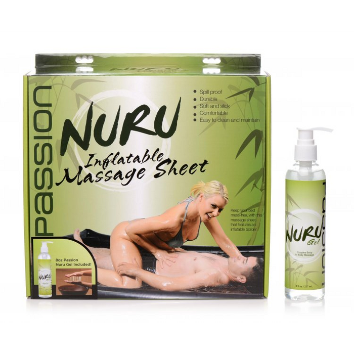 Nuru - Opblaasbaar Massagedoek en Gel Kit