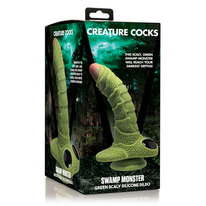 Swamp Monster Scaly Silicone Dildo - Zwart