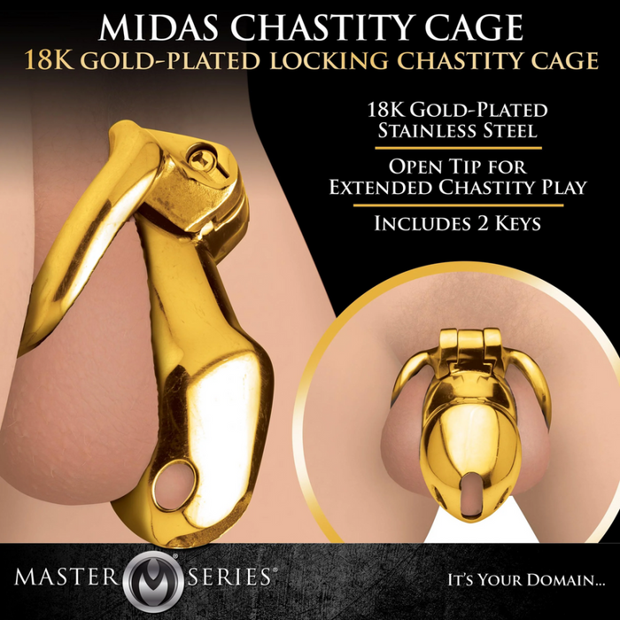 Midas Locking Chastity Cage - 18K Goud Geplateerd - Goud