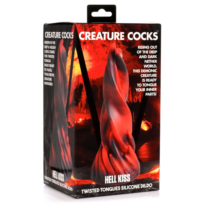 Hell Kiss Twisted Tongues Silicone Dildo - Rood