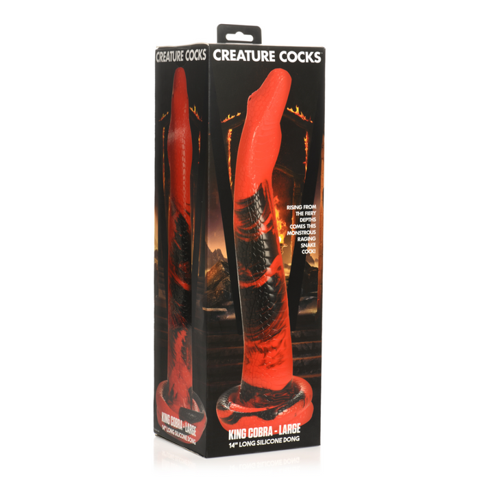 King Cobra - Siliconen Dildo - 14 / 36 cm - Rood/Zwart