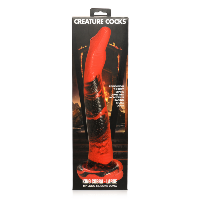 King Cobra - Siliconen Dildo - 14 / 36 cm - Rood/Zwart