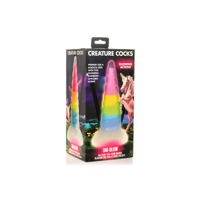 UniGlow - Glow-in-the-Dark Regenboog Siliconen Dildo