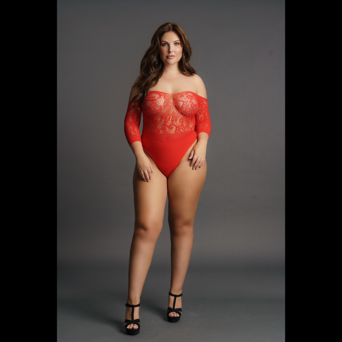 Crotchless Rhinestone Teddy - Plus Size