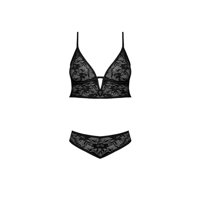 Underwired Bralette and Panty Set - L/XL - Black