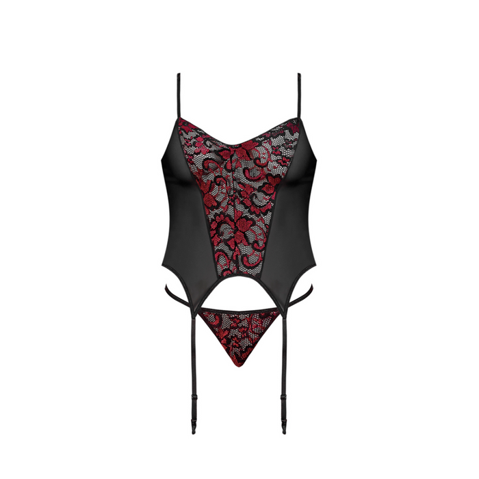 Merry Widow and G-String Set - L/XL - Black