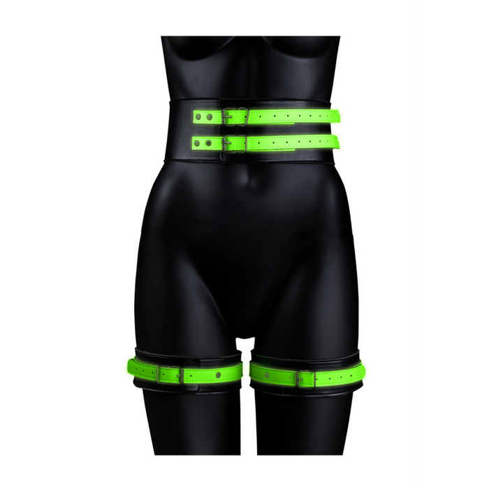 Thigh Cuffs with Belt and Handcuffs - Glow in the Dark - S/M