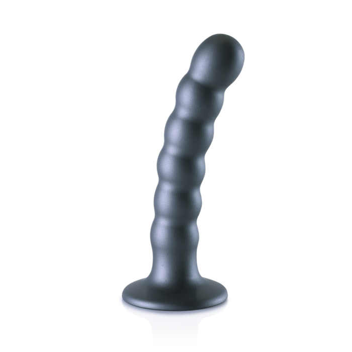 Beaded Silicone G-Spot Dildo - 5'' / 13 cm - Gunmetal