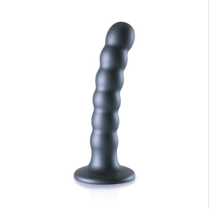 Beaded Silicone G-Spot Dildo - 5'' / 13 cm - Gunmetal