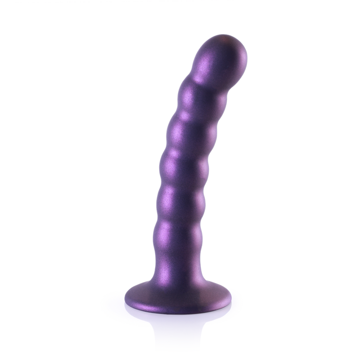 Beaded Silicone G-Spot Dildo - 5'' / 13 cm - Metallic Purple