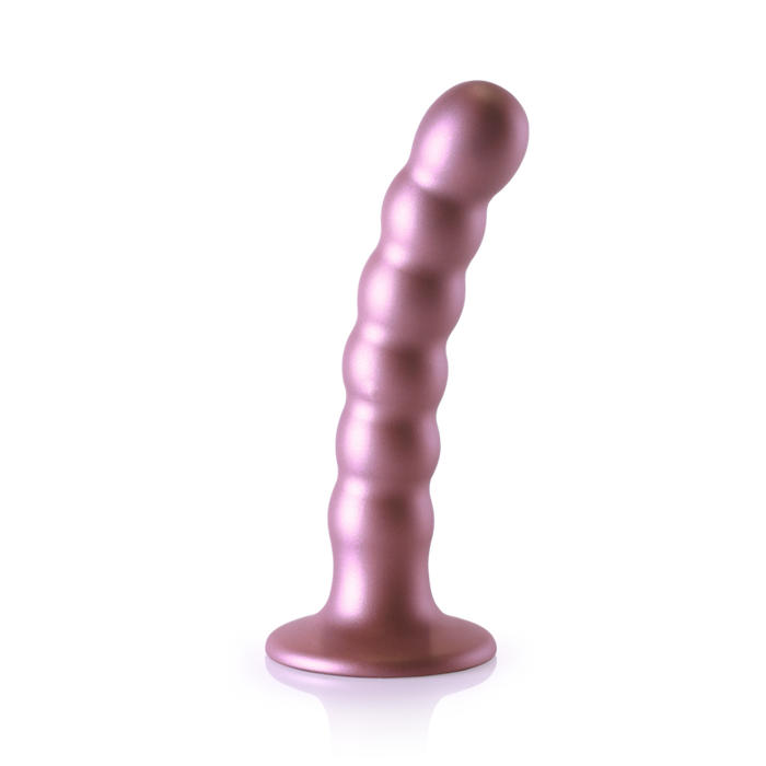 Beaded Silicone G-Spot Dildo - 5'' / 13 cm - Rose Gold