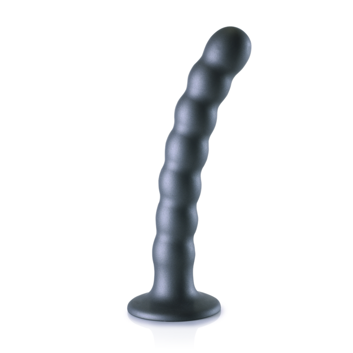 Beaded Silicone G-Spot Dildo - 6.5'' / 16,5 cm - Gunmetal