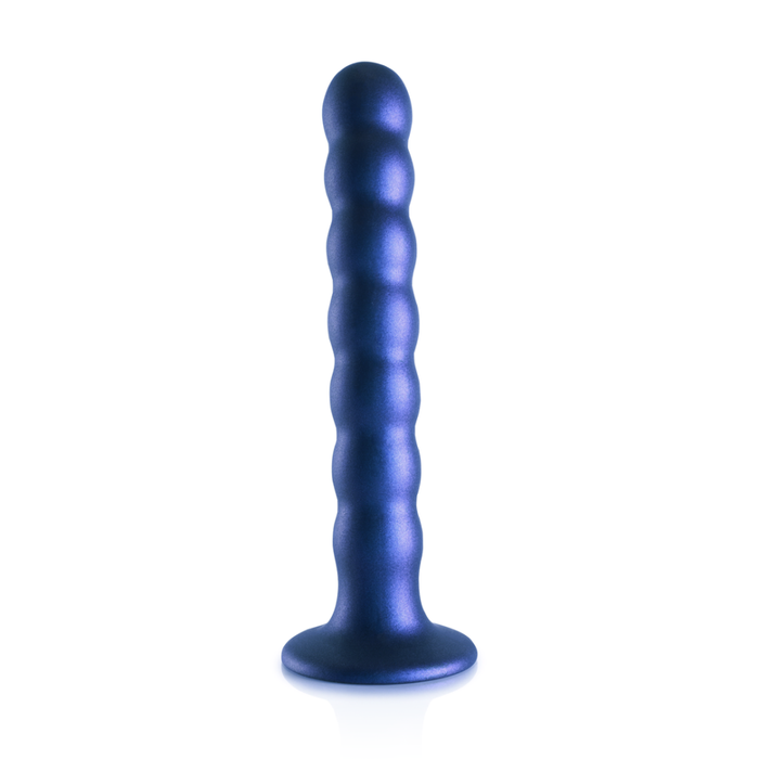 Beaded Silicone G-Spot Dildo - 6.5'' / 16,5 cm - Metallic Blue