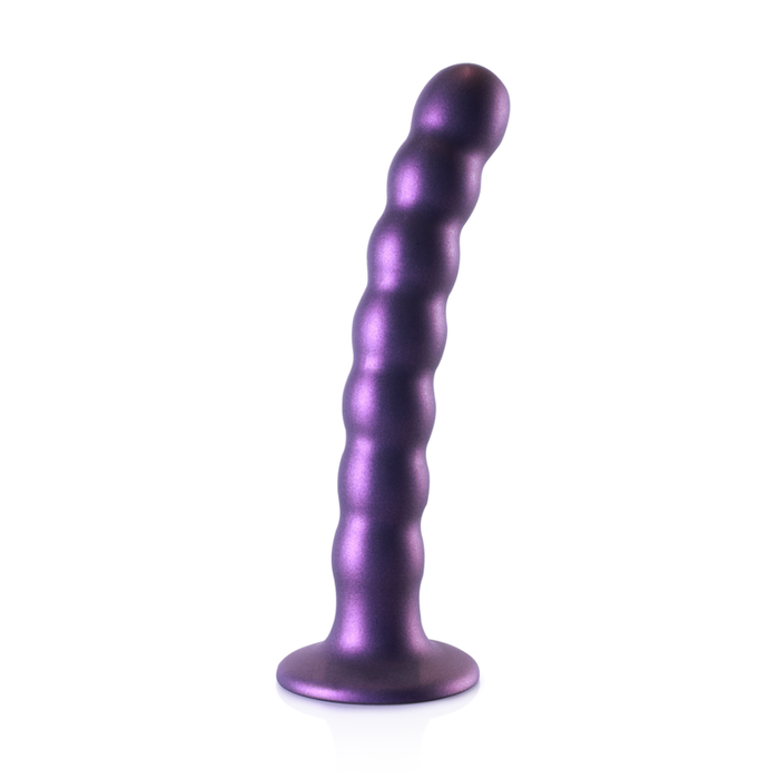 Beaded Silicone G-Spot Dildo - 6.5'' / 16,5 cm - Metallic Purple