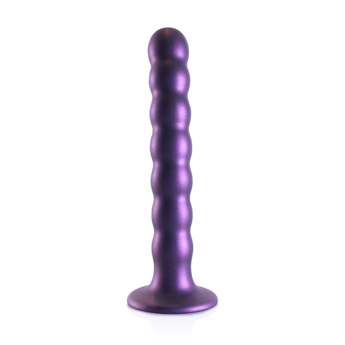 Beaded Silicone G-Spot Dildo - 6.5'' / 16,5 cm - Metallic Purple