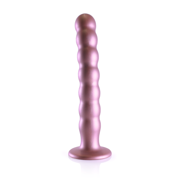 Beaded Silicone G-Spot Dildo - 8'' / 20,5 cm - Rose Gold