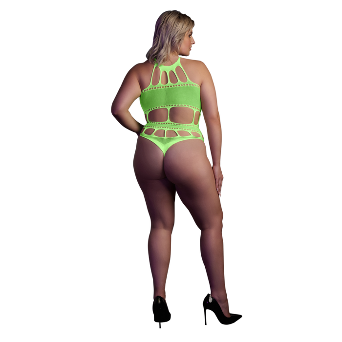 Body with Grecian Neckline - Plus Size - Neon Green