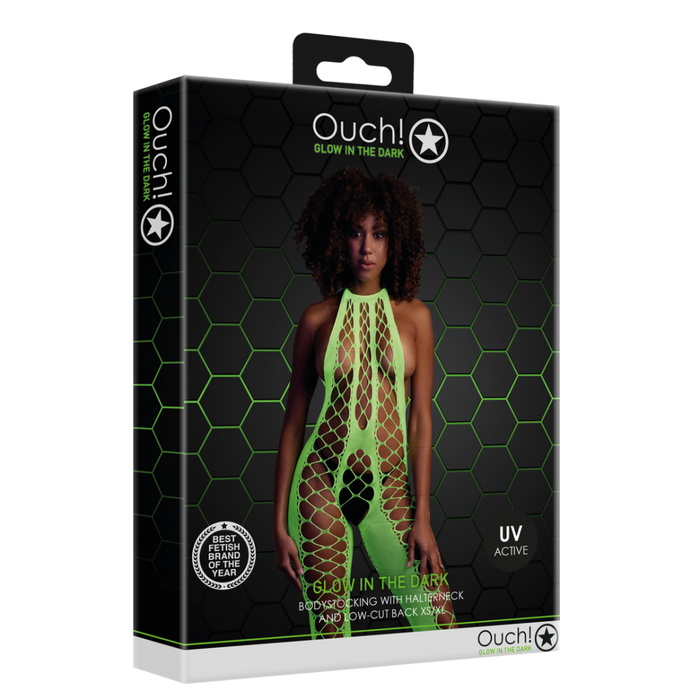 Bodystocking with Halterneck - One Size - Neon Green