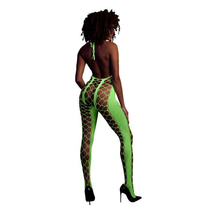 Bodystocking with Halterneck - One Size - Neon Green