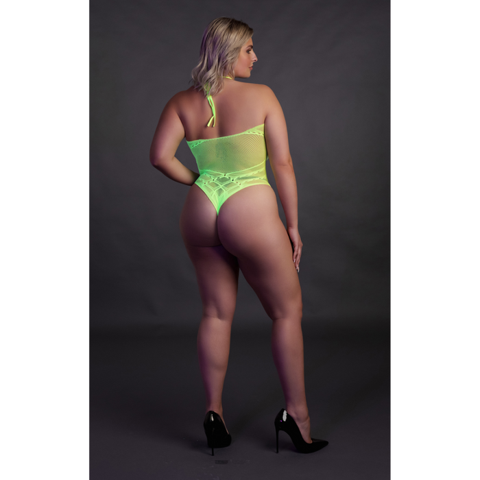 Body with Halter Neck - Plus Size - Neon Green