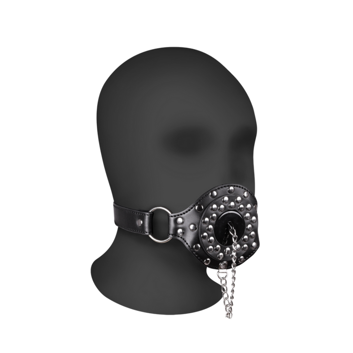 Open Mouth Gag met Plug Stopper - Zwart