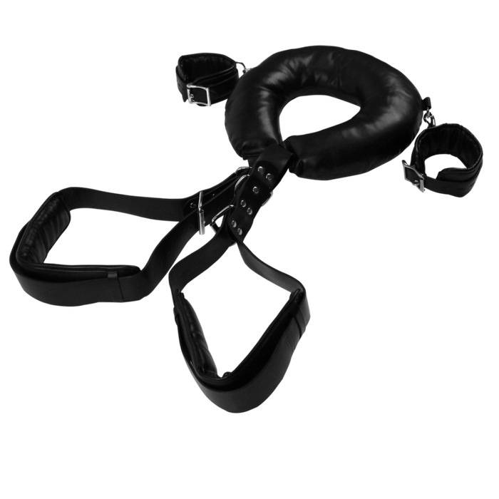 Padded Thigh Sling with Hand Cuffs - Black