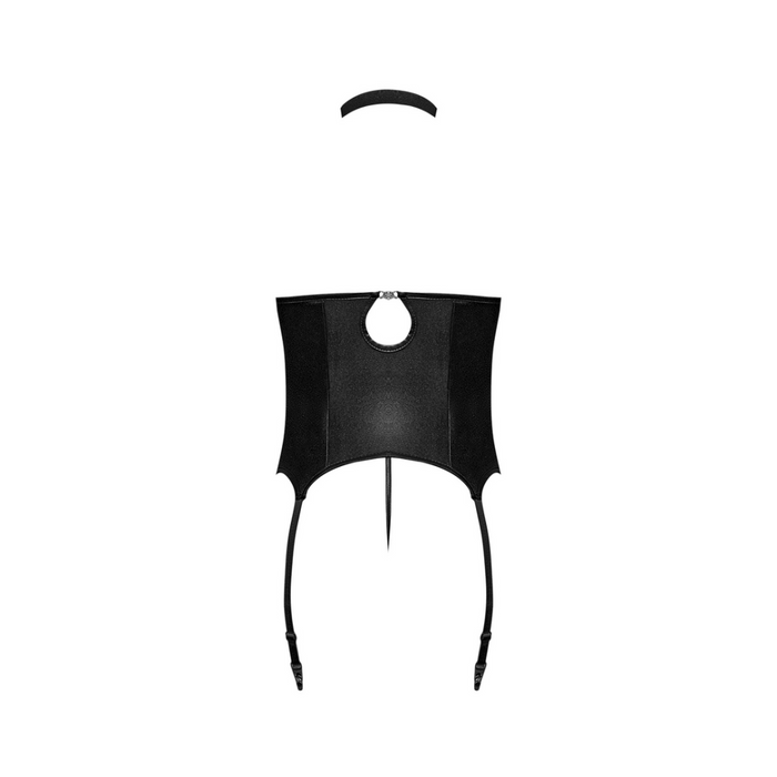 Mistress - Sexy Imitation Leather Corset and G-String with Studs - 2X