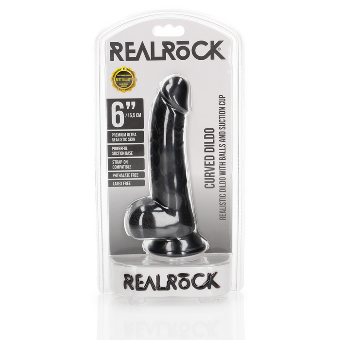 Curved Realistic Dildo with Balls and Suction Cup - 6 / 15,5 cm