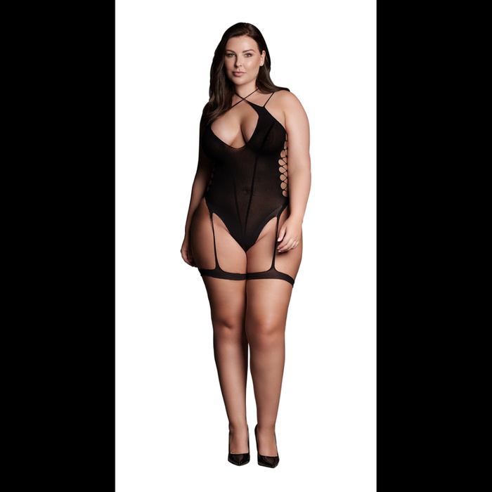 Metis XVI - Body with Garters and Crossed Neckline - Plus Size