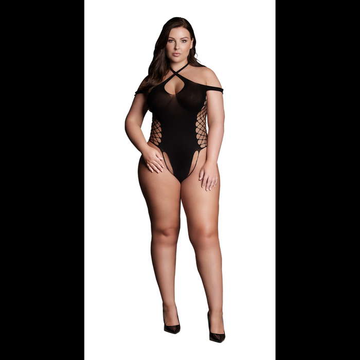 Leda XIII - Body with Crossed Neckline and Off Shoulder Straps - Plus Size