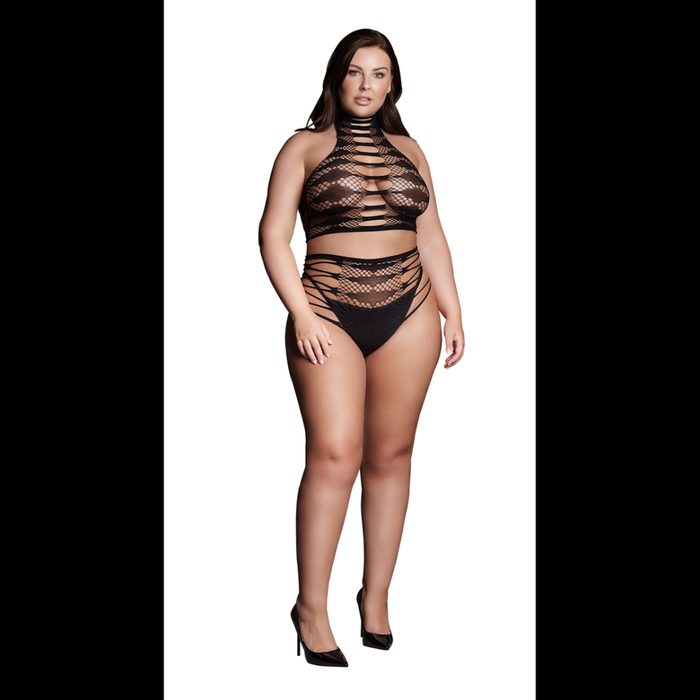 Carpo XLVI - Two Piece with Turtleneck, Crop Top and Pantie - Plus Size