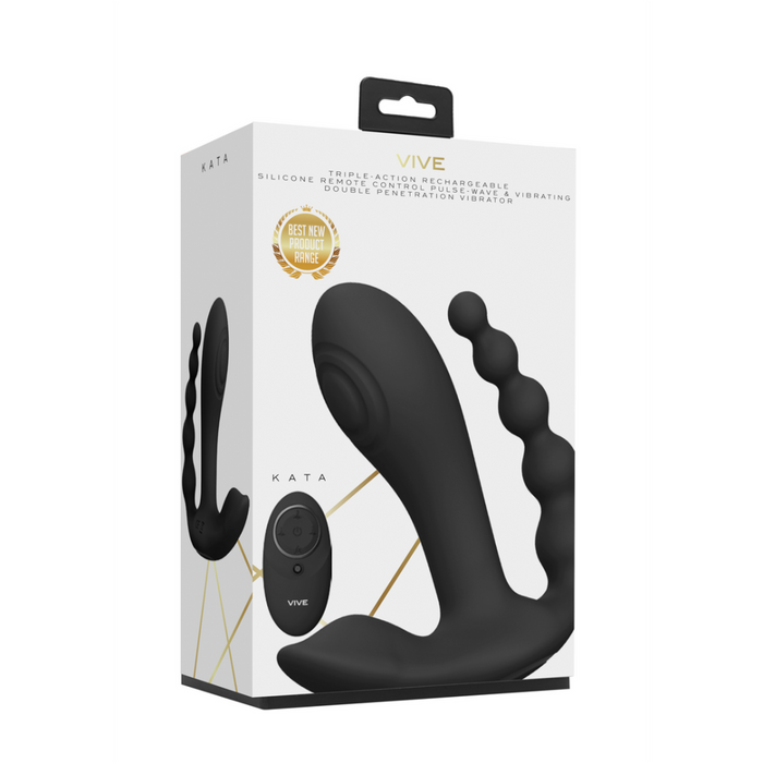 Kata - Pulse Wave  Vibrerende Dubbele Penetratie Vibrator - Zwart