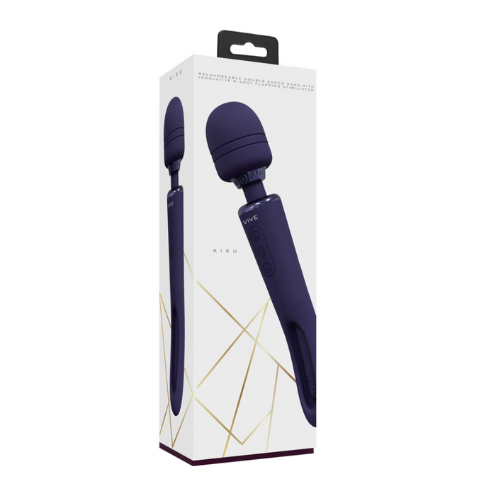 Kiku - Double Ended Wand with Innovative G-Spot Flapping Stimulator - Purple